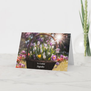 Cartão Etapa Feliz dia de as mães Mãe com Cesta de Tulip