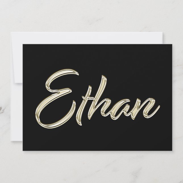 Cartão Ethan Name white gold Handwriting Karte (Frente)