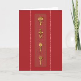 Cartão Ethiopian Orthodox Crosses – Gold on Red