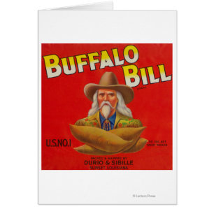 Cartão Etiqueta da caixa do Yam da marca de Buffalo Bill