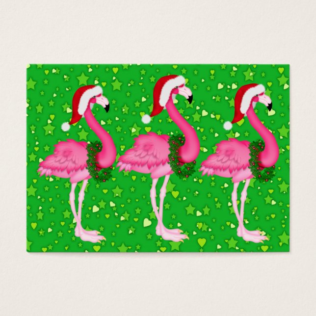 Cartão/Etiqueta de Receptáculo de Natal Flamingo (Frente)