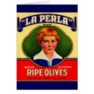 Cartão Etiqueta LaPerla Olives, 1930