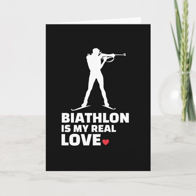 Cartão Eu adoro a silhueta de biatlo Na moda biathlon (Frente)