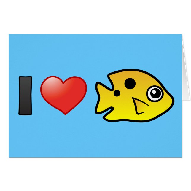 Cartão Eu Adoro A Threespot Damselfish (Frente Horizontal)