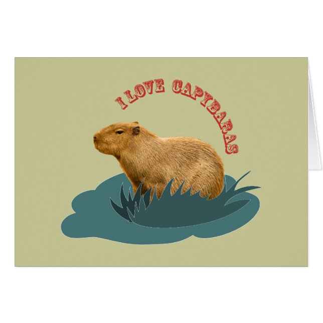 Cartão Eu adoro capybaras (Frente Horizontal)