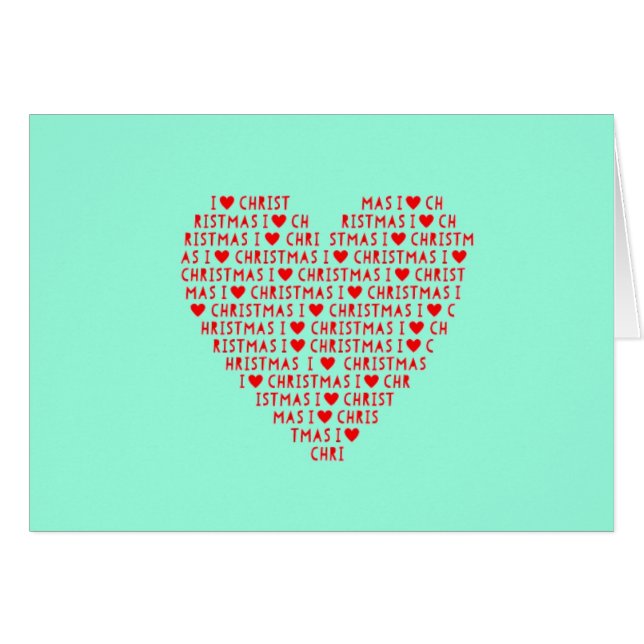 Cartão Eu adoro Cristo Natal Férias Vermelho Texto Coraçã (Frente Horizontal)