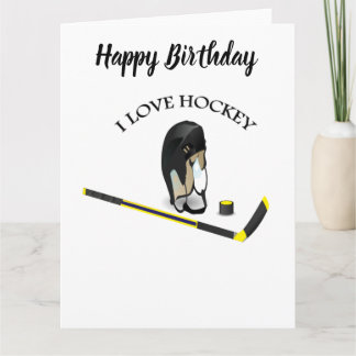 Cartão Eu adoro design personalizado de hóquei com palito