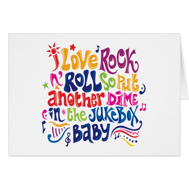 Cartão Eu adoro rock'n roll (Frente Horizontal)