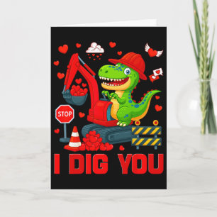 Cartão Eu Adoro Você Coração Engraçado Dinossauro Caminhã