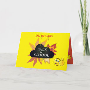 Cartão Eu amo a escola. De volta à escola. Desenho animad