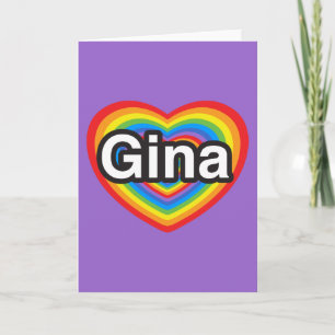 Cartão Eu amo a Gina. Eu te amo Gina. Coração