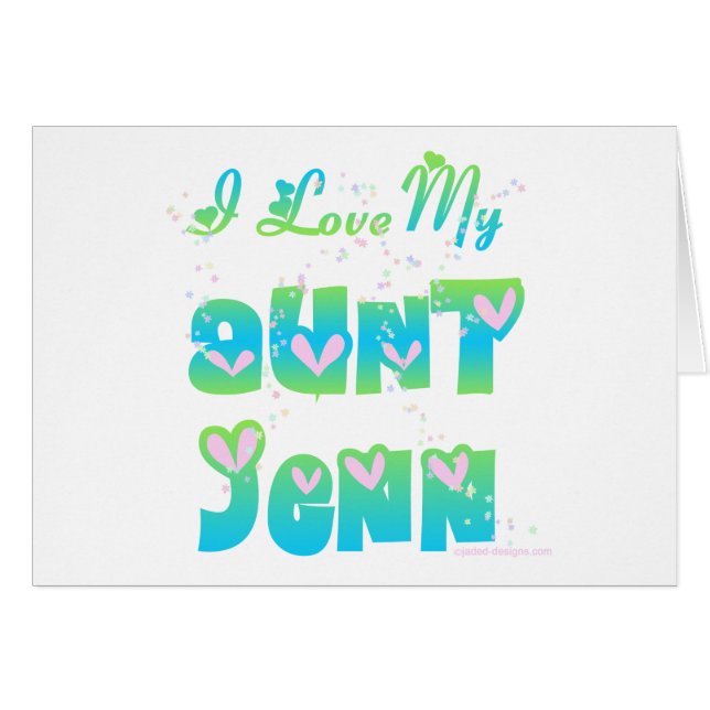 Cartão Eu amo a tia Jenn (Frente Horizontal)