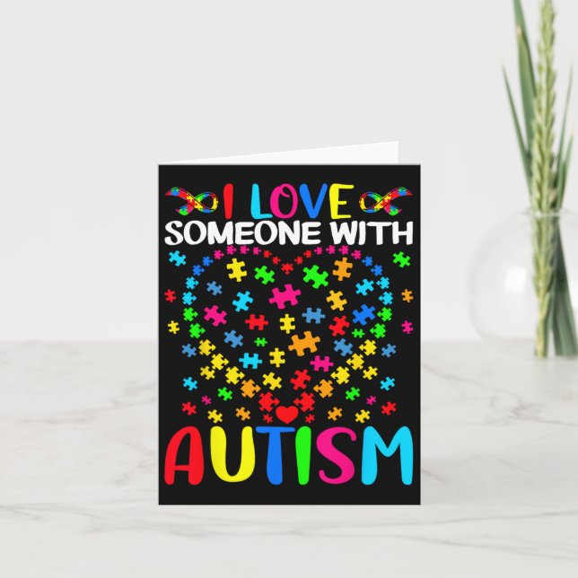 Cartão Eu Amo Alguém Com Autismo Quebra-cabeça Heart Advo (Frente)