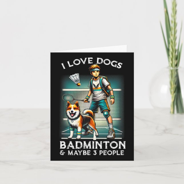 Cartão Eu Amo Badminton De Cachorro (Frente)