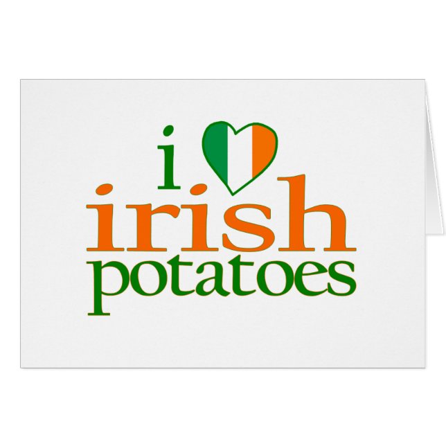 Cartão Eu amo batatas irlandesas (Frente Horizontal)