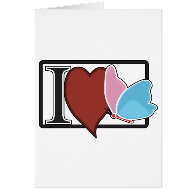 Cartão Eu Amo Borboletas (Frente)