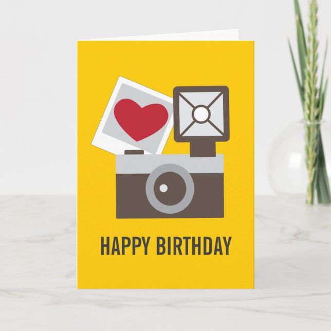 Cartão Eu Amo Câmera Vintage (Frente)