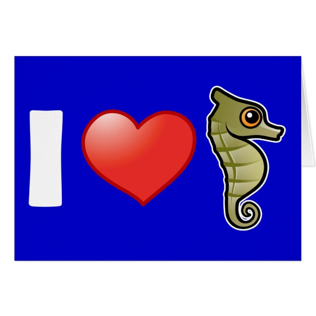 Cartão Eu Amo Cavalos-marinhos (Frente Horizontal)