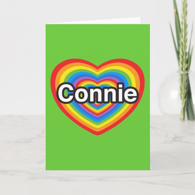 Cartão Eu amo Connie. Eu te amo Connie. Coração (Frente)