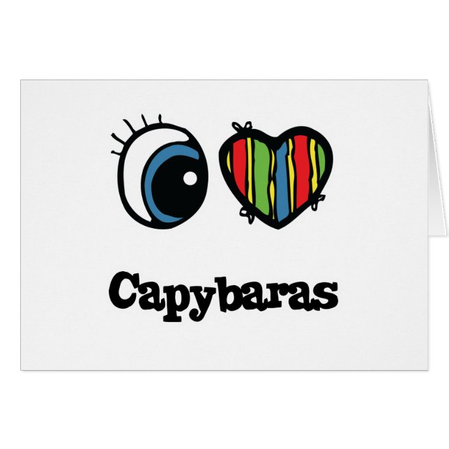 Cartão Eu Amo (Coração) Capivaras (Frente Horizontal)