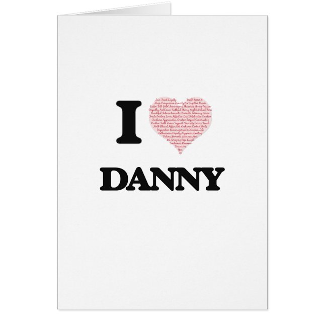 Cartão Eu amo Danny (o coração feito das palavras do (Frente)