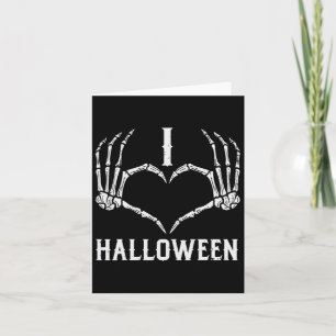 Cartão Eu Amo Esqueleto De Halloween Mãos Mulheres Coraçõ