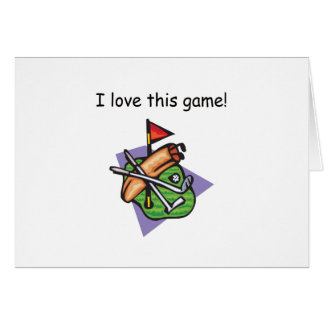 Cartão Eu amo este jogo! Design do golfe