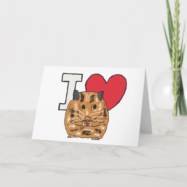 Cartão Eu Amo Hamsters (Frente)