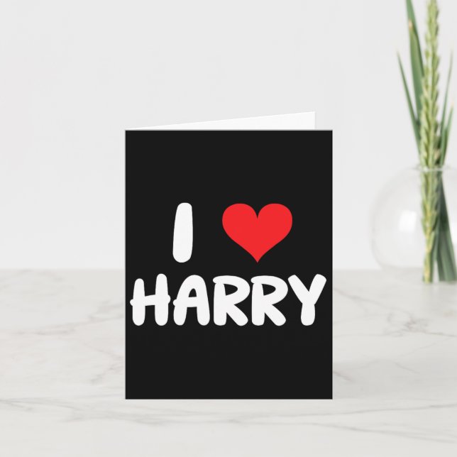 Cartão Eu Amo Harry - Coração - Nome  (Frente)