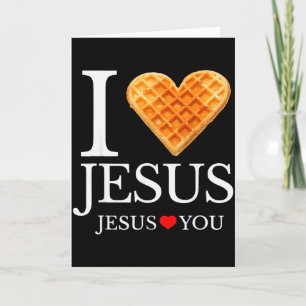 Cartão Eu Amo Jesus Coração de Waffle Divertido Café da M