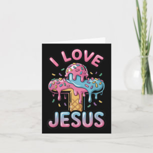 Cartão Eu Amo Jesus Crianças Sorvetes Cristãos Gi