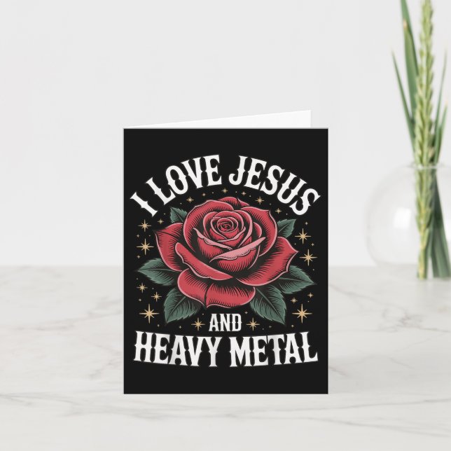 Cartão Eu Amo Jesus E Metal Pesado (Frente)