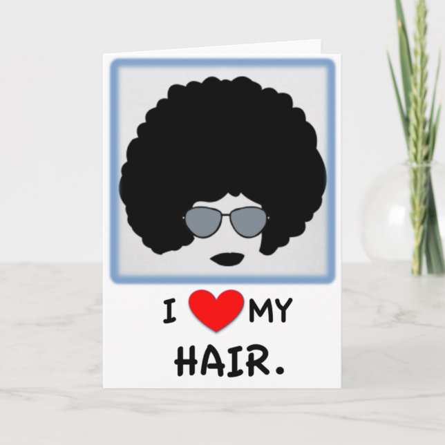 Cartão Eu amo meu cabelo - Afro (Frente)