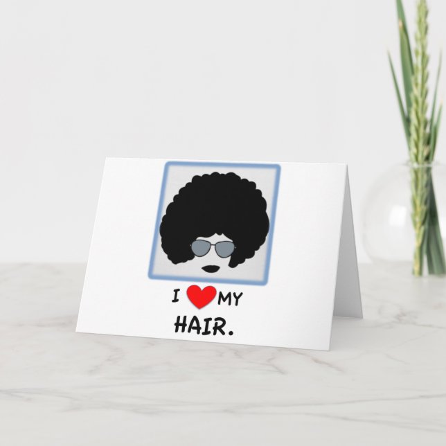 Cartão Eu amo meu cabelo - Afro (Frente)