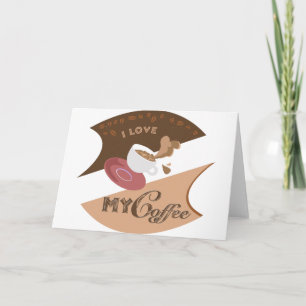 Cartão Eu Amo Meu Café Retro Java