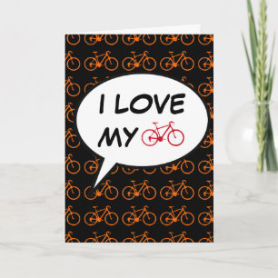 Cartão eu amo meu desenho de bicicleta