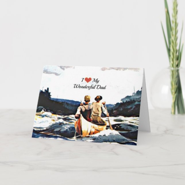 Cartão Eu Amo Meu Pai Maravilhoso, Canoa nas Corredeiras (Frente)