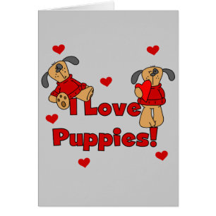 Cartão Eu amo o camiseta e os presentes dos filhotes de c