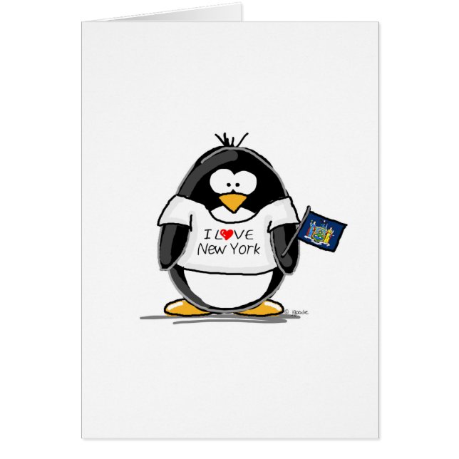 Cartão Eu amo o pinguim de New York (Frente)