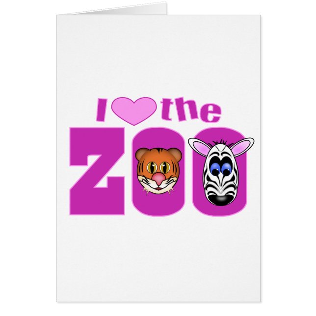 Cartão Eu amo o zoológico (Frente)