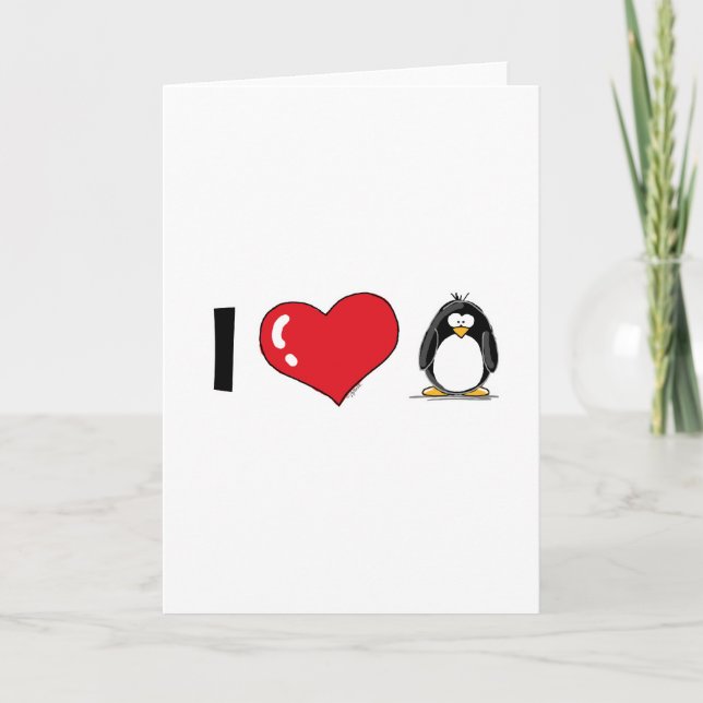 Cartão Eu amo pinguins (Frente)