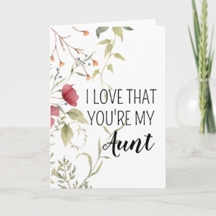 Cartão Eu Amo Que Você É Minha Tia Presente Floral