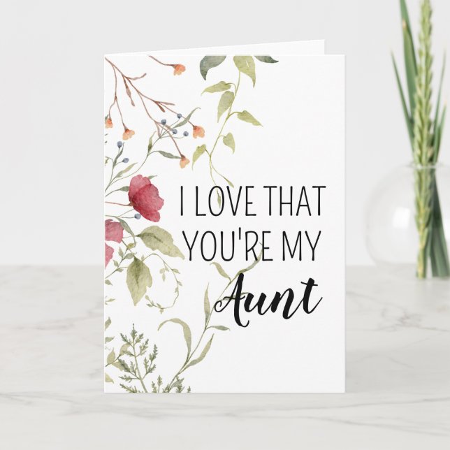 Cartão Eu Amo Que Você É Minha Tia Presente Floral (Frente)