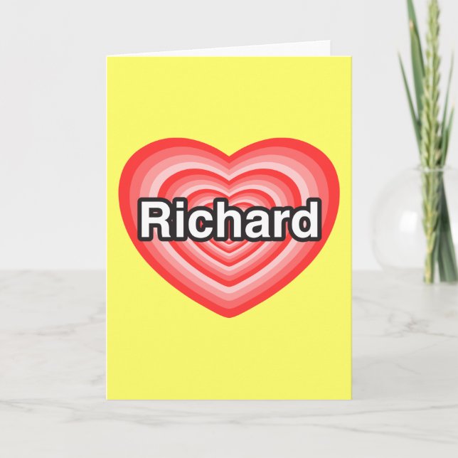 Cartão Eu amo Richard. Eu te amo Richard. Coração (Frente)