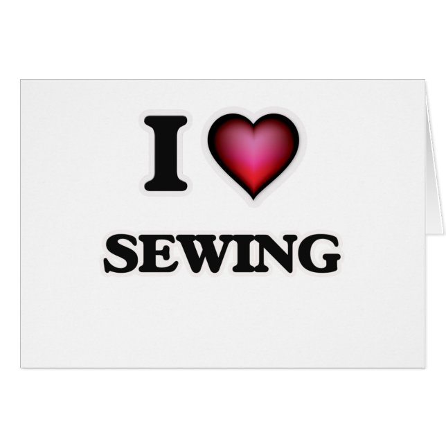 Cartão Eu amo Sewing (Frente Horizontal)