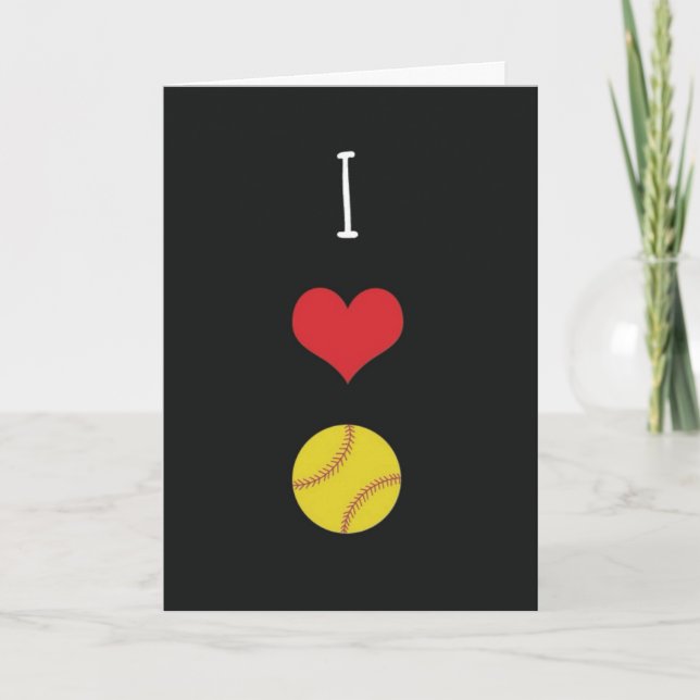 Cartão Eu Amo Softball (Frente)