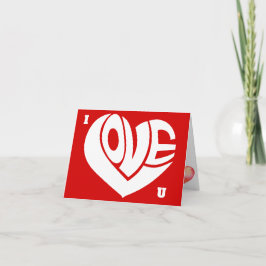 Cartão Eu Amo U Retro Love Heart Text Typoographic Card