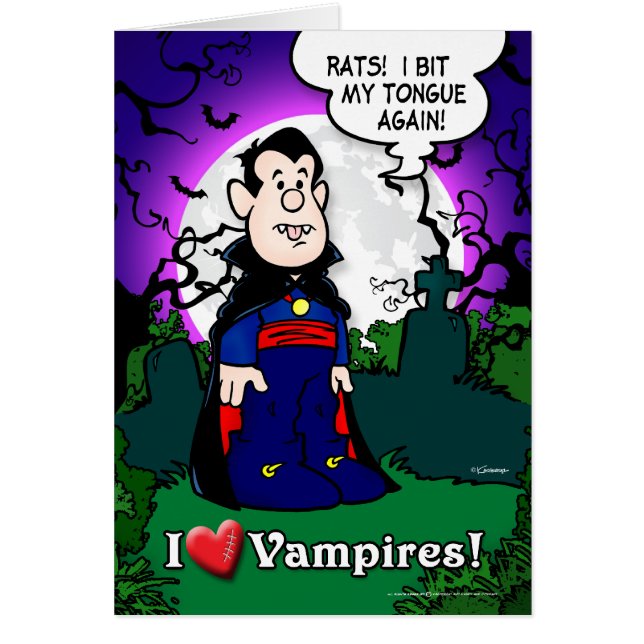 Cartão Eu Amo Vampiros (Frente)