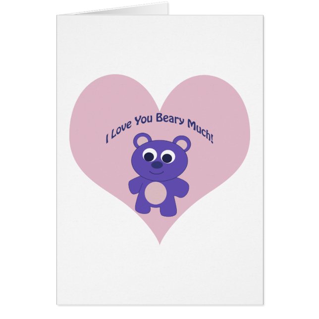 Cartão Eu Amo Você Beber Muito Urso Roxo (Frente)