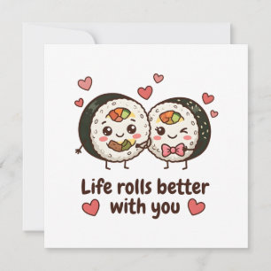 Cartão Eu Amo Você Cute Korean Kimbap Saudação 